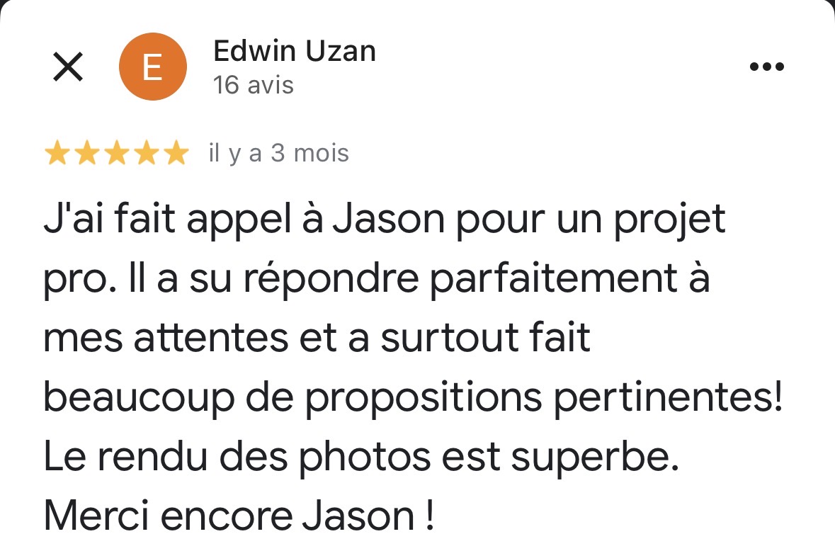 Avis Google 5 étoiles — Edwin Uzan — rendu superbe